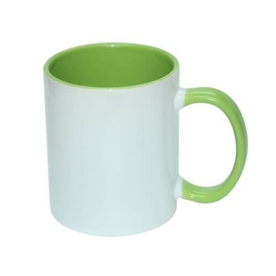 Hrnek 330 ml s zeleným vnitřkem a uchem