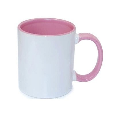 Hrnek 330 ml s růžovým vnitřkem a uchem