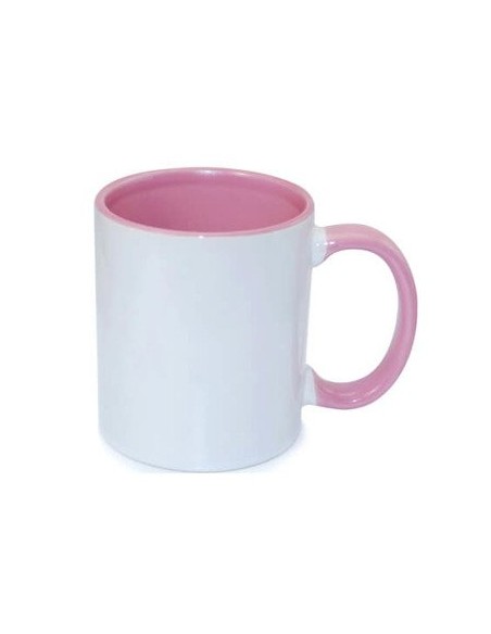 Hrnek 330 ml s růžovým vnitřkem a uchem