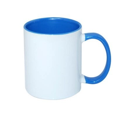 Hrnek 330 ml s modrým vnitřkem a uchem